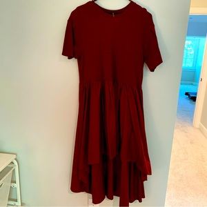 Dark red English Factory High-Low Dress